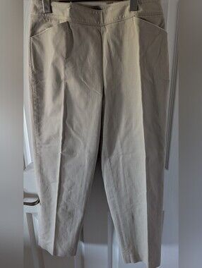 Talbots Women's Beige Chino Pants With Side Zipper And Stretch.
